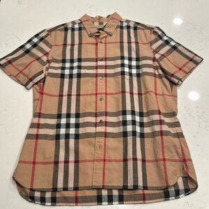 Burberry Check Linen Oversized Short-sleeve Shirt